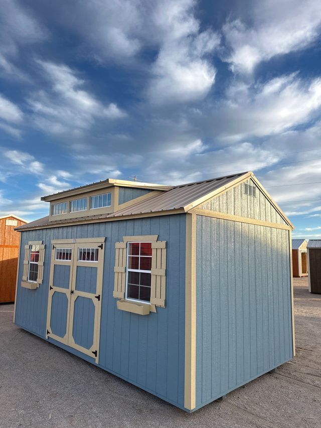 Explore the Derksen 10x20 Side Lofted Utility with charming